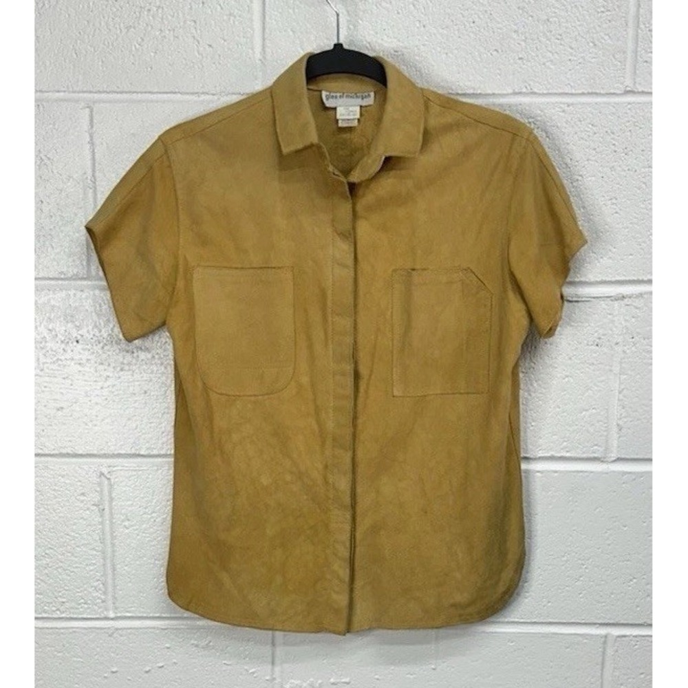 VTG Glen Of Michigan 100% Lambskin Suede Leather Button Shirt / Women's Size‎ 6